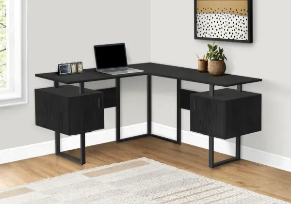 Billie Black 58-Inch Modern Corner Office Desk