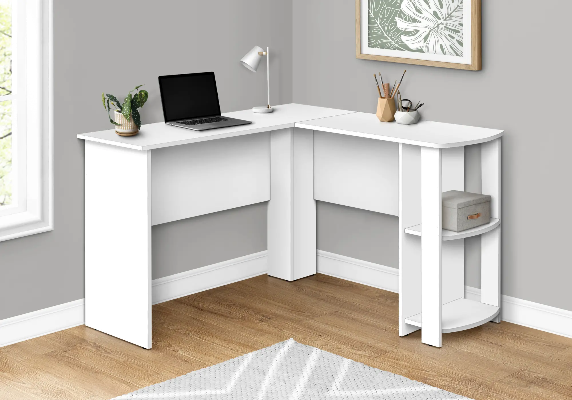 White 48-Inch Modern Corner Office Desk