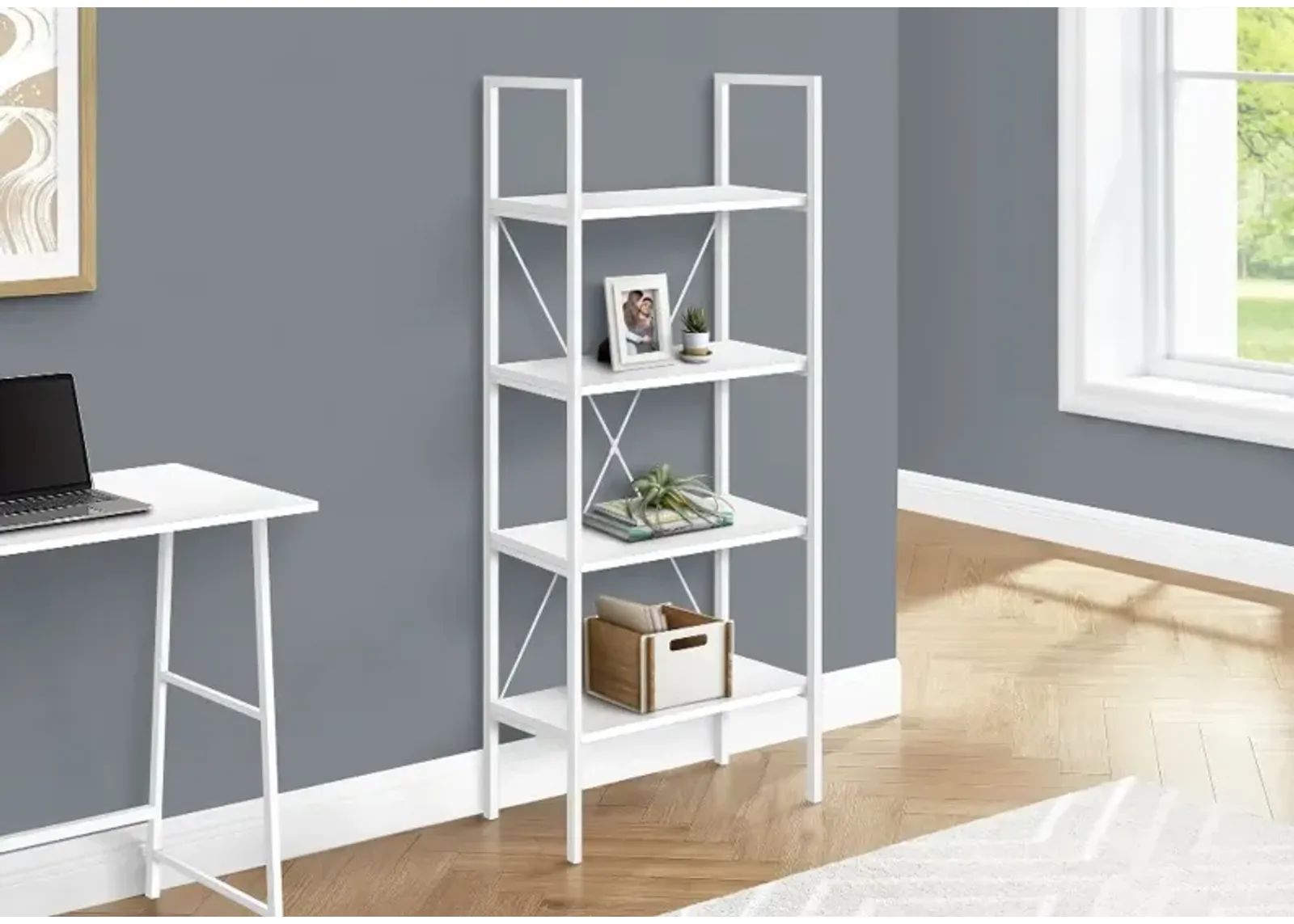 Winston 48-Inch White Modern Bookshelf