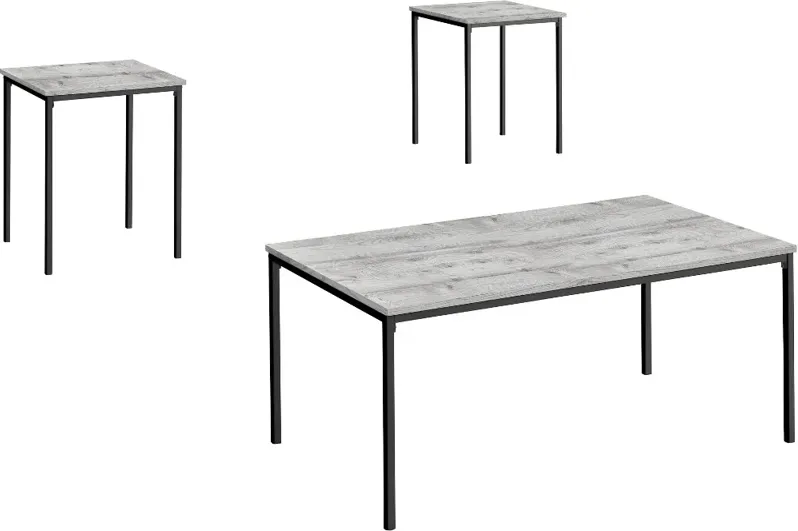 Carly Gray and Black 3 Piece Living Room Table Set