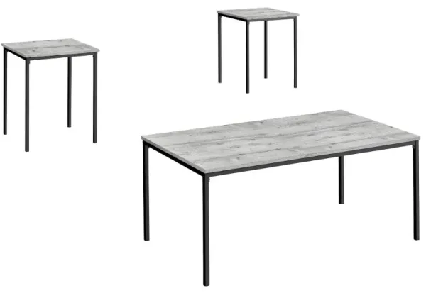 Carly Gray and Black Tables, Set of 3