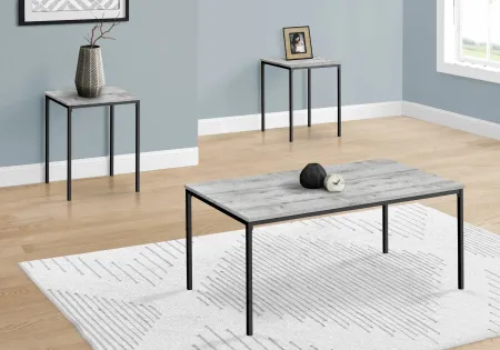 Carly Gray and Black 3 Piece Living Room Table Set