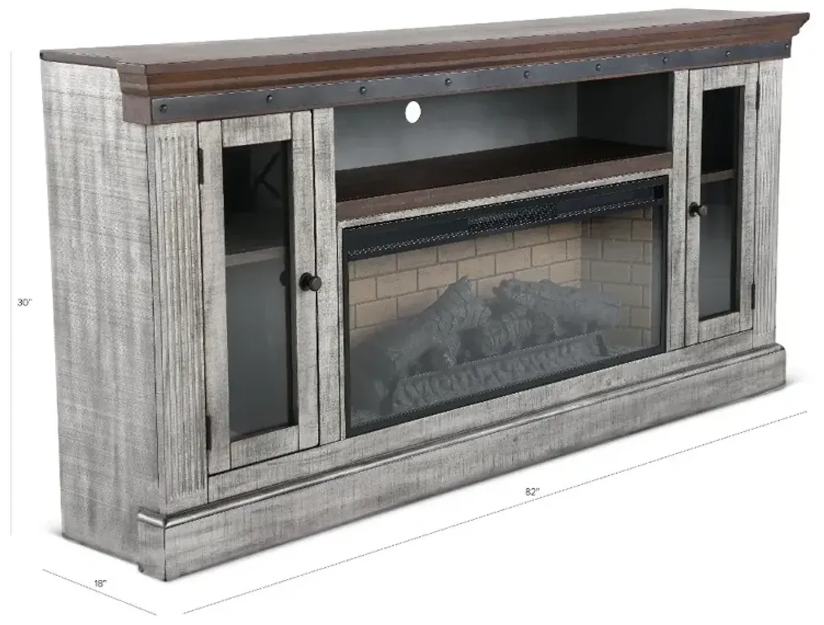 Avalon Gray 82" Fireplace TV Stand
