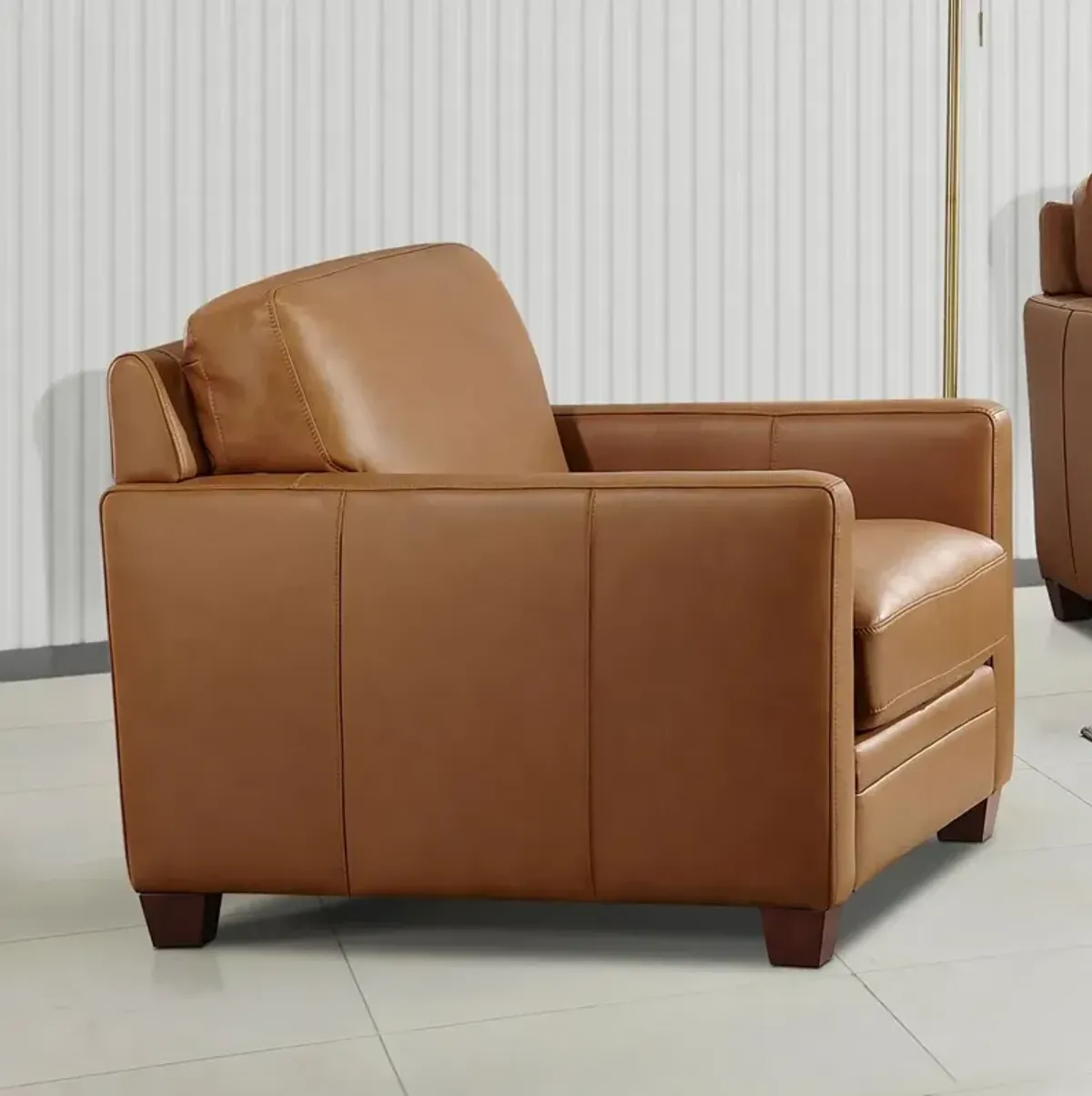 Como Cognac Brown Leather Chair