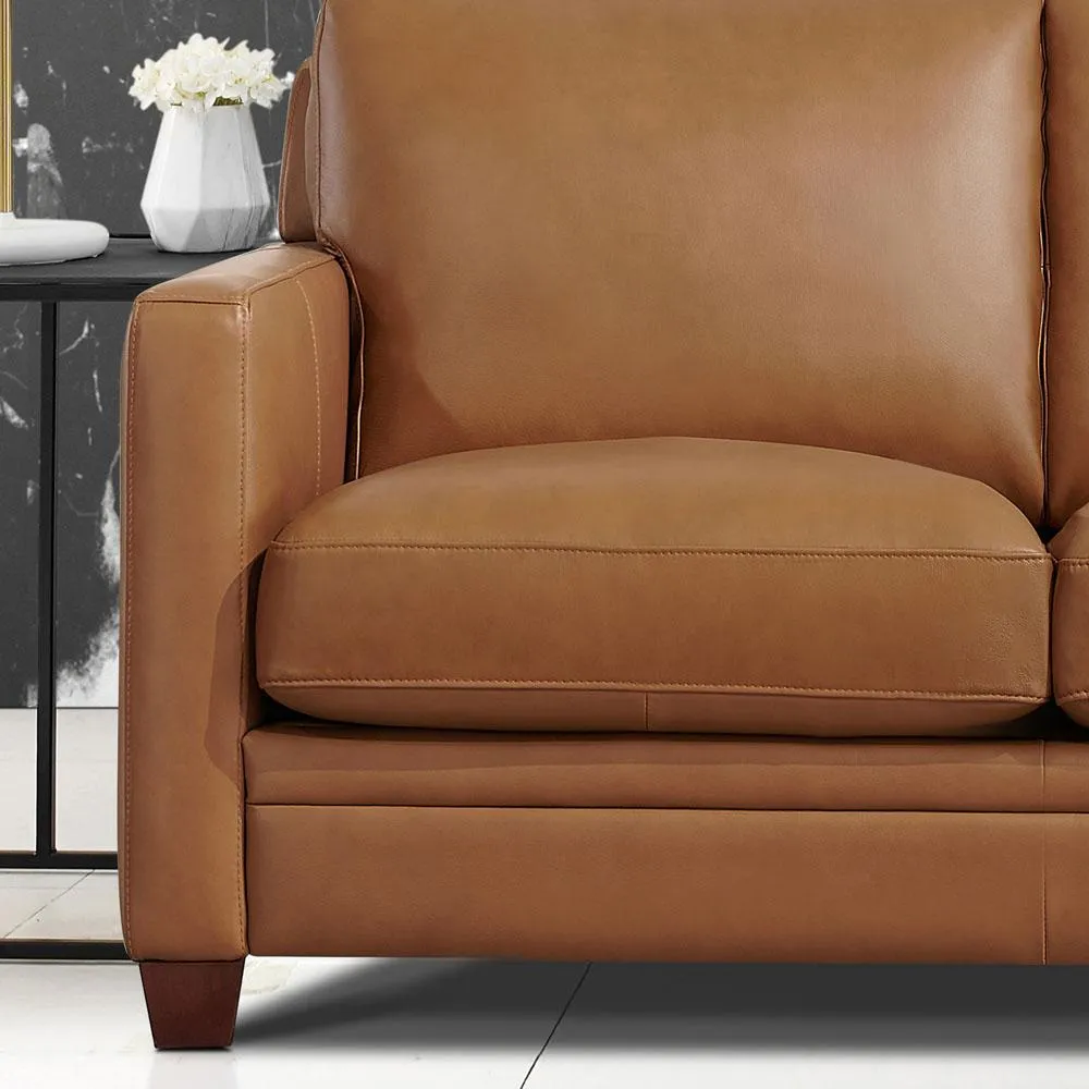 Como Cognac Brown Leather Loveseat