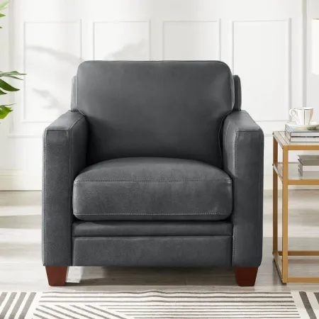 Como Chico Steel Gray Leather Chair