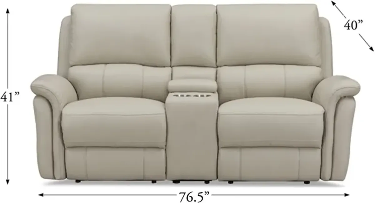 Tyler Vanilla White Zero Gravity Power Reclining Loveseat with Console