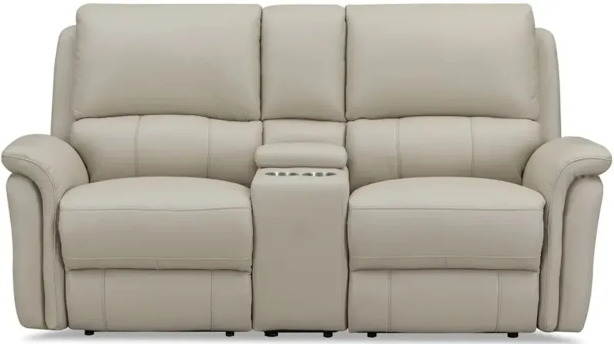 Tyler Vanilla White Zero Gravity Power Reclining Loveseat with Console