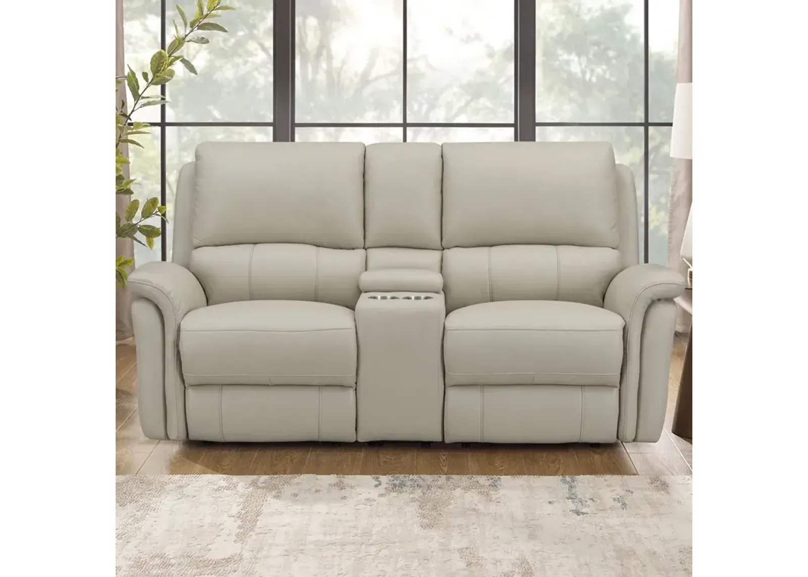 Tyler Vanilla White Zero Gravity Power Reclining Loveseat with Console