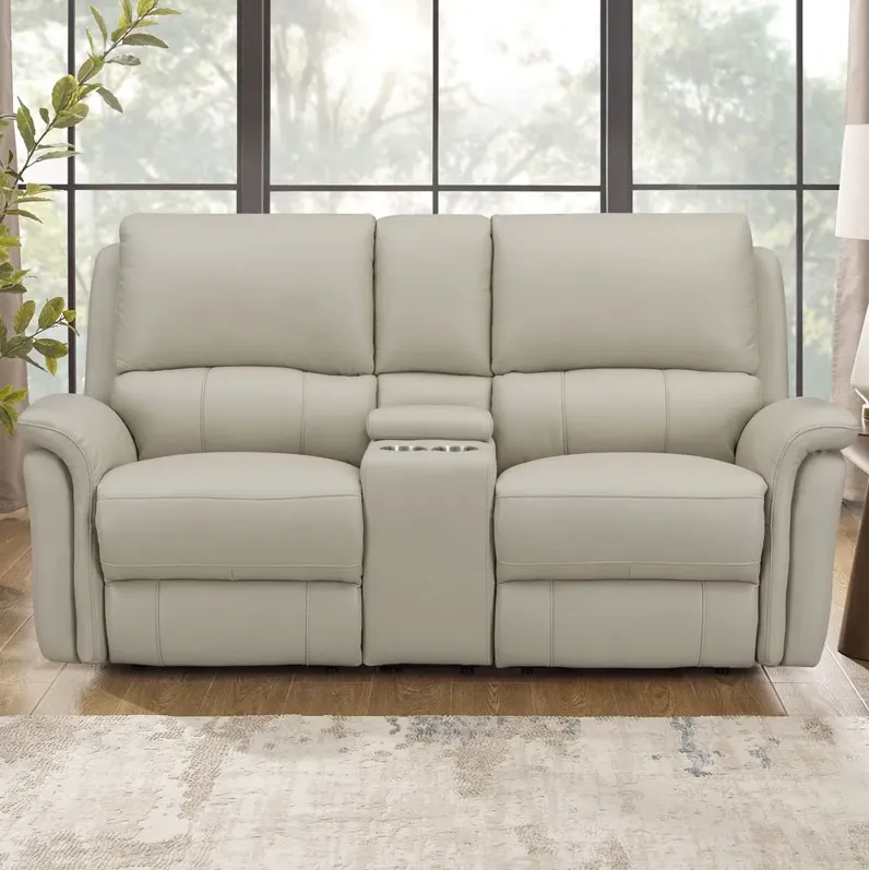 Tyler Vanilla White Zero Gravity Power Reclining Loveseat with Console