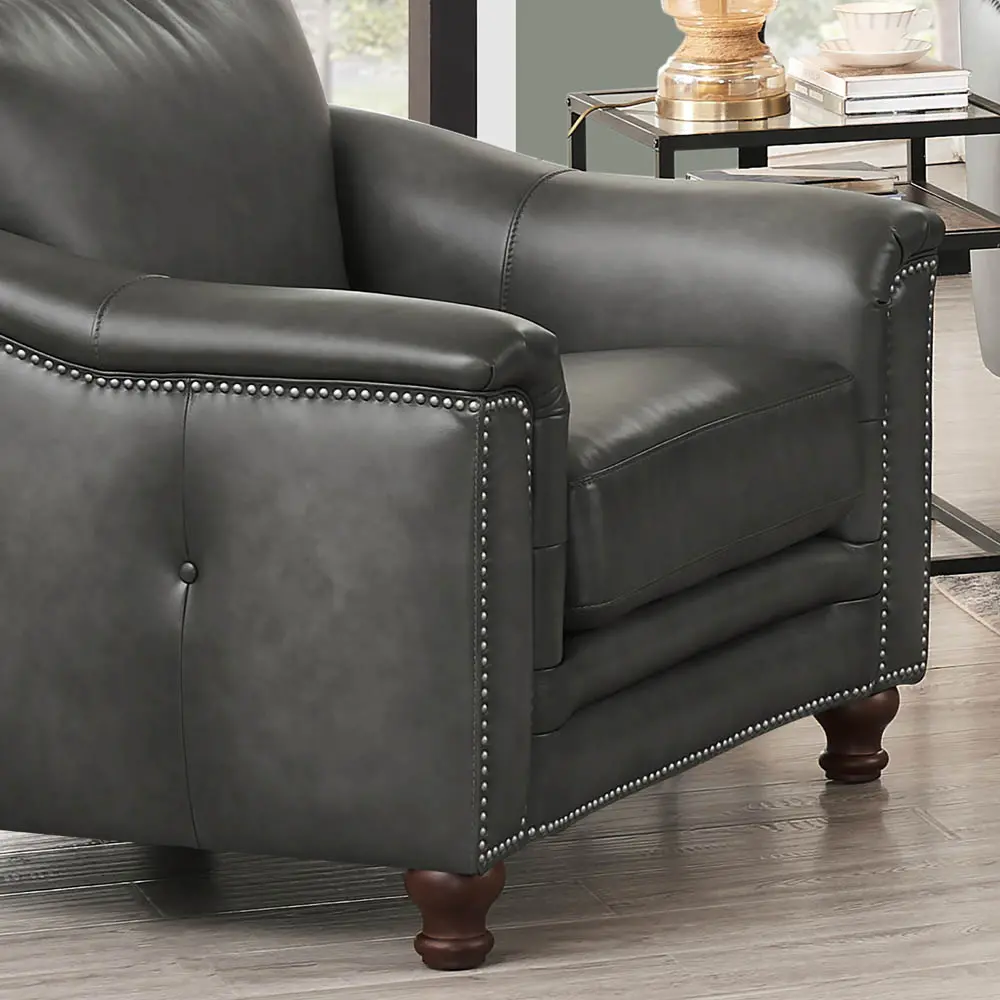 Billingham Ash Gray Leather Chair