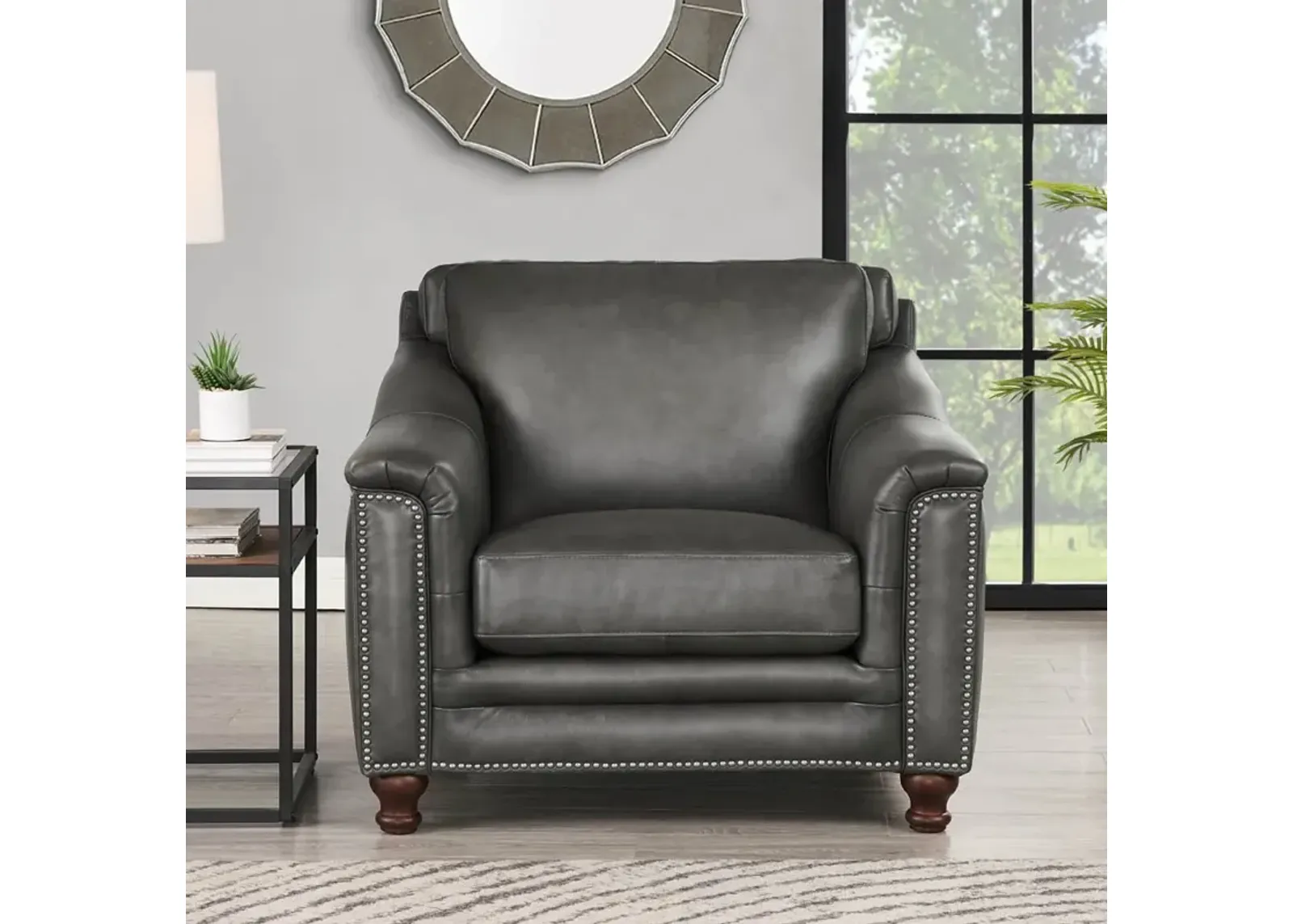 Billingham Ash Gray Leather Chair