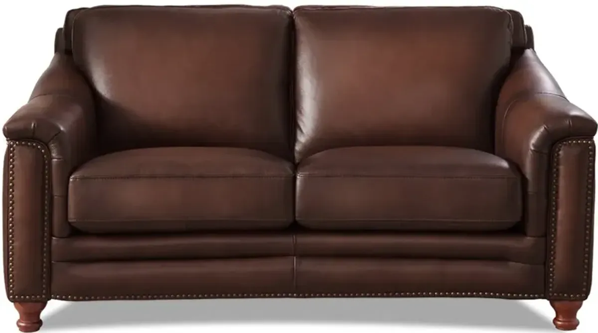 Billingham Caramel Brown Leather Loveseat