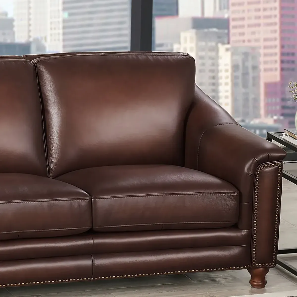 Billingham Caramel Brown Leather Loveseat