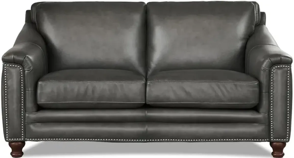 Billingham Ash Gray Leather Loveseat