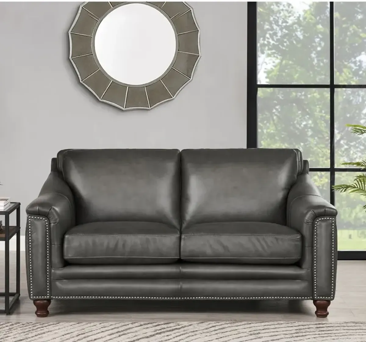 Billingham Ash Gray Leather Loveseat