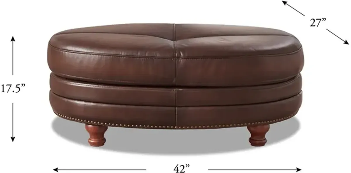 Billingham Caramel Brown Leather Oval Ottoman