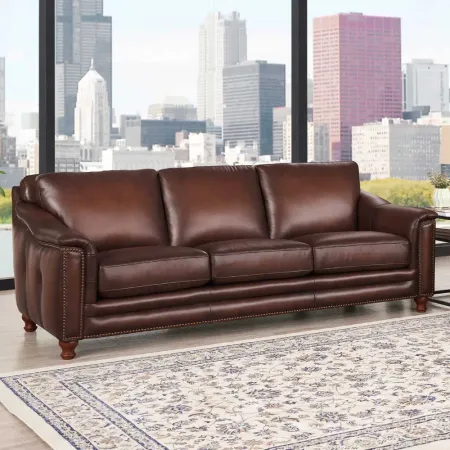 Billingham Caramel Brown Leather Sofa