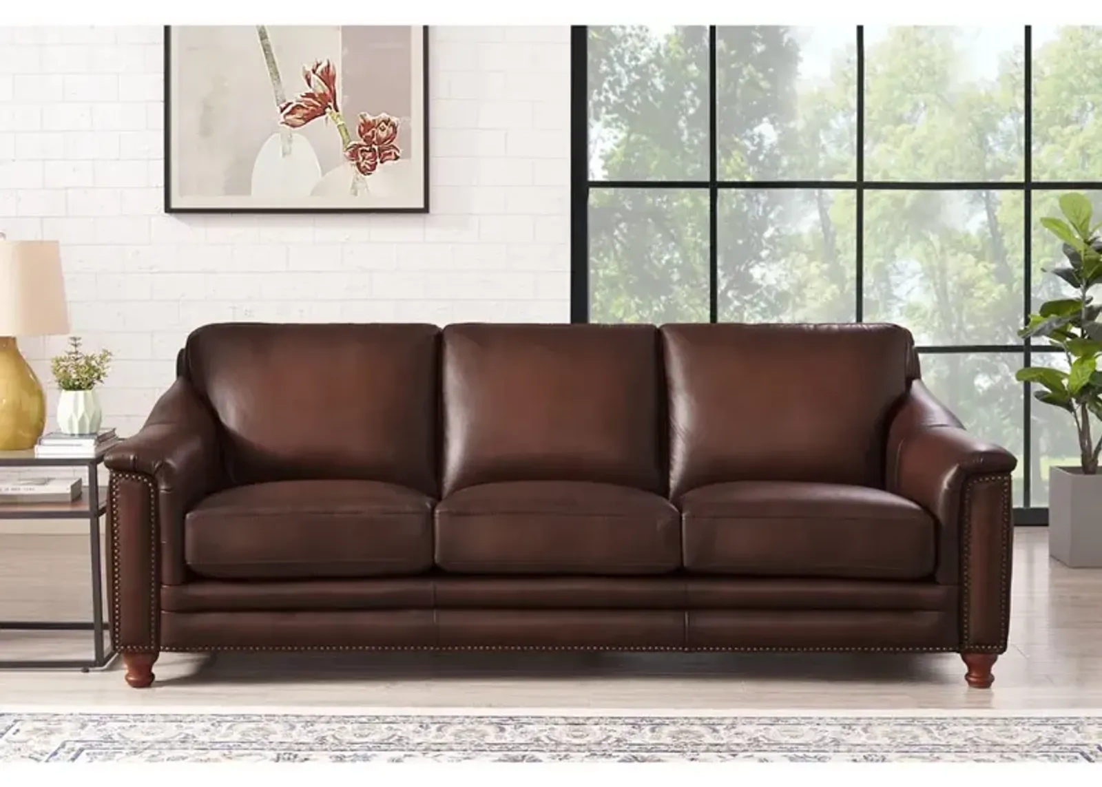 Billingham Caramel Brown Leather Sofa