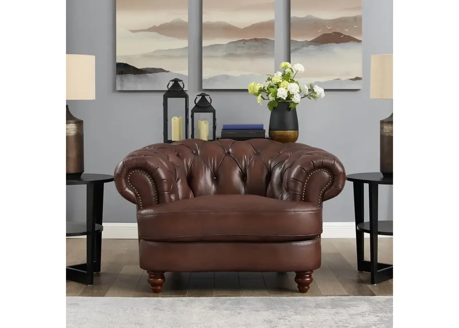 Nottingham Caramel Brown Leather Chair