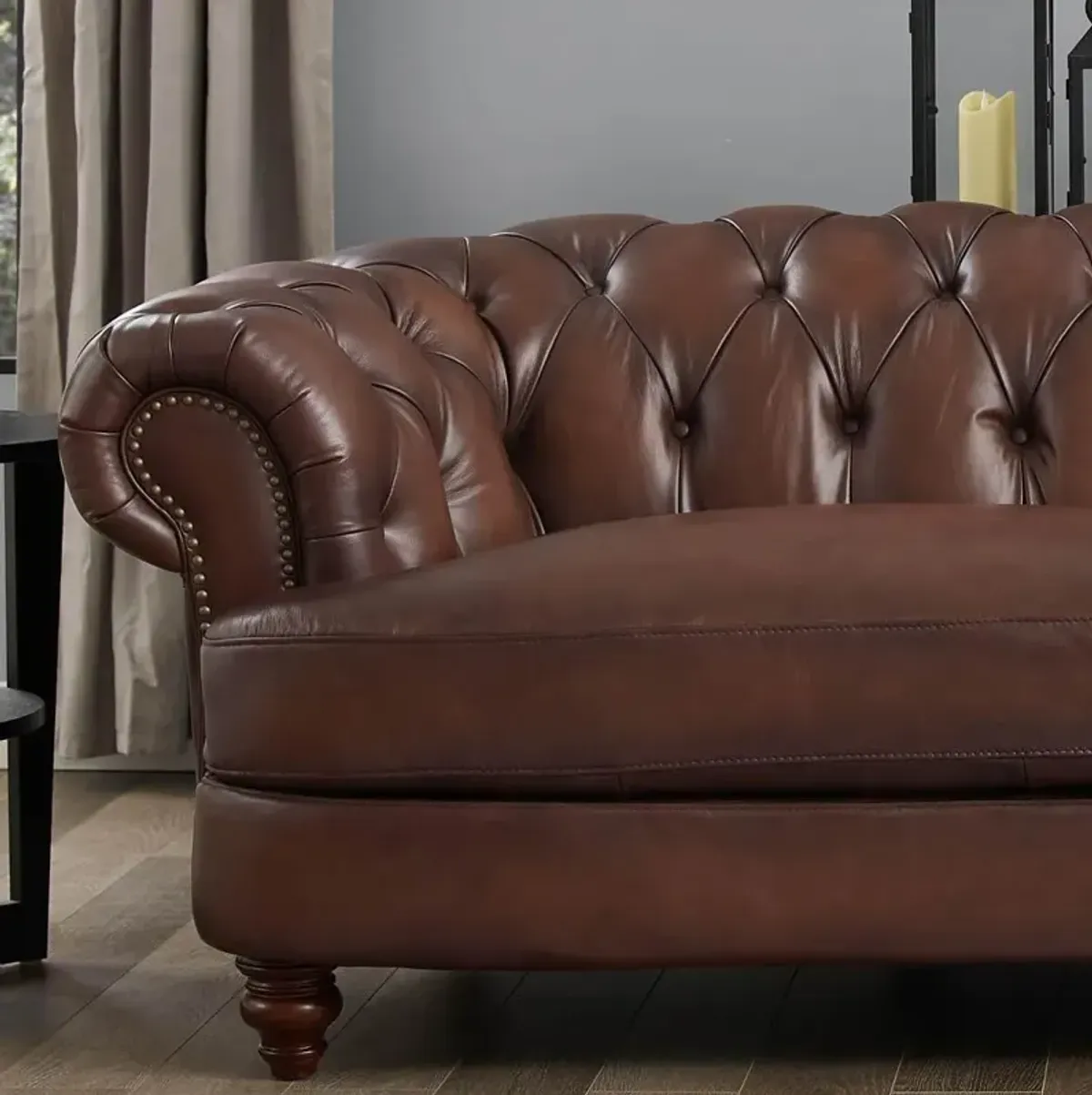 Nottingham Caramel Brown Leather Loveseat