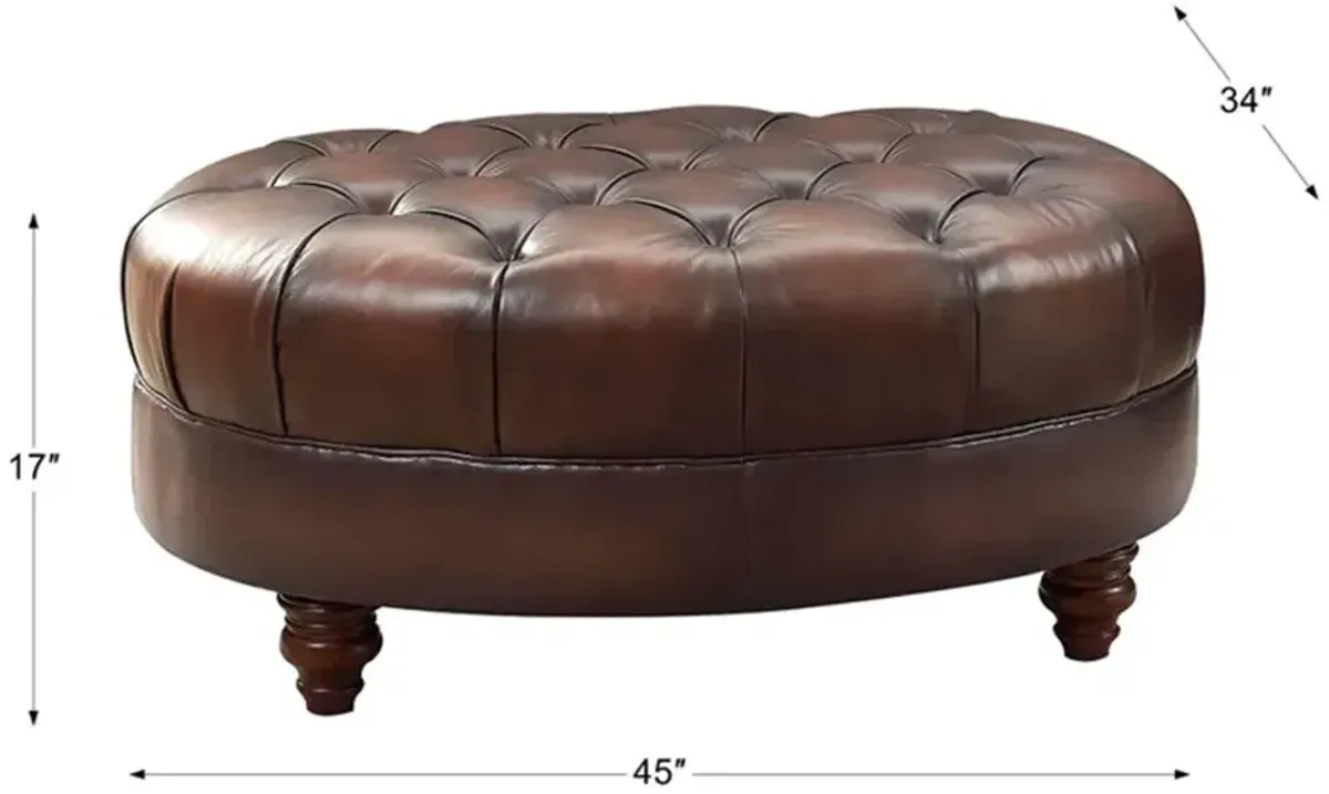 Nottingham Caramel Brown Leather Ottoman