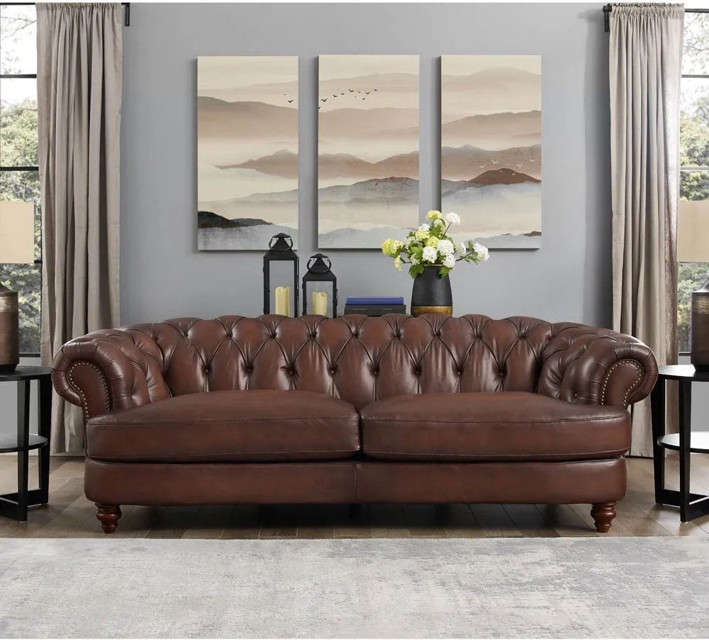 Nottingham Caramel Brown Leather Sofa