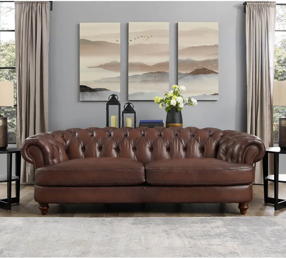 Nottingham Caramel Brown Leather Sofa