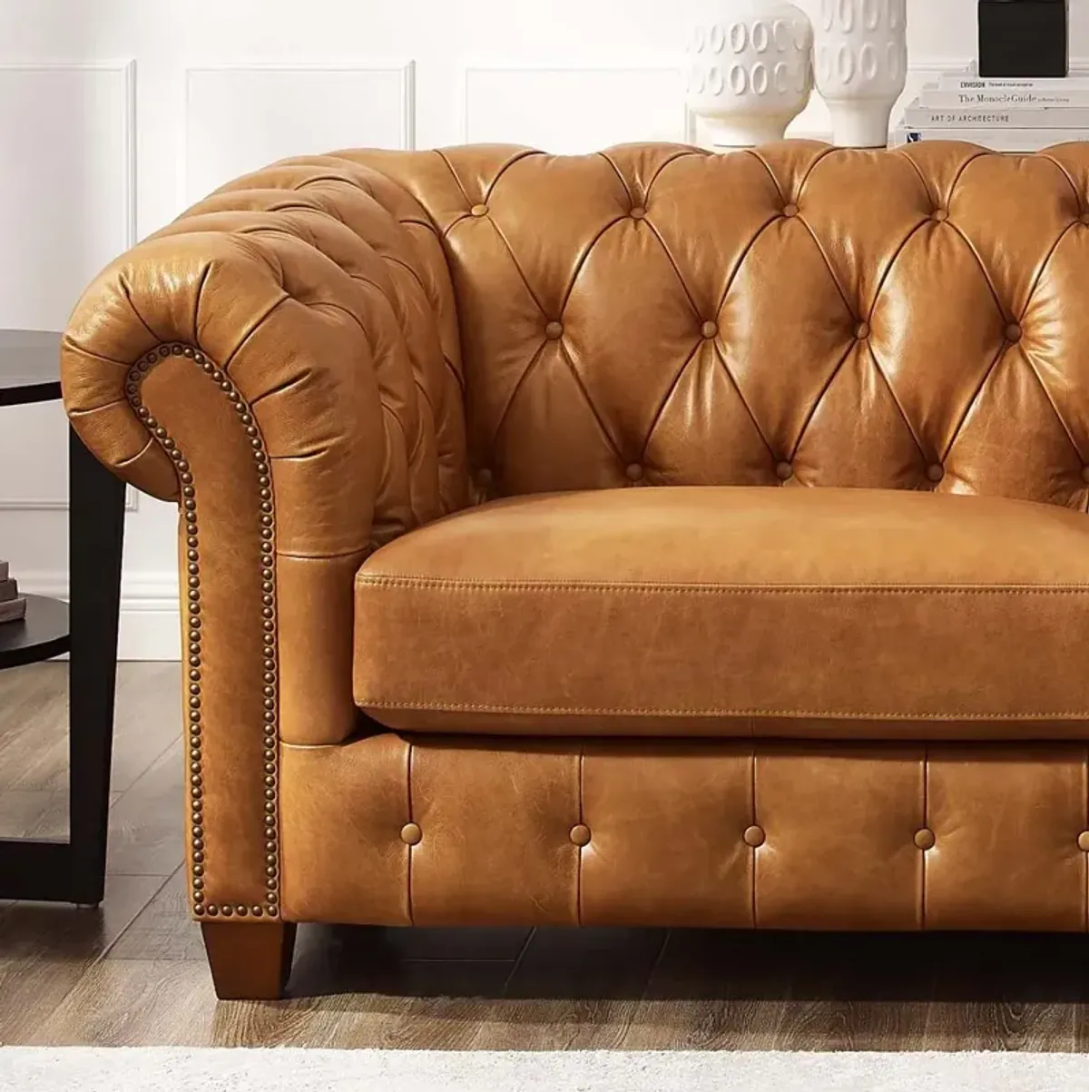 Versailles Saddle Brown Leather Sofa