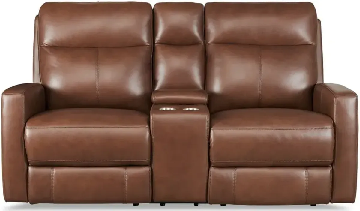 Modena Pecan Brown Zero Gravity Power Reclining Loveseat with Console