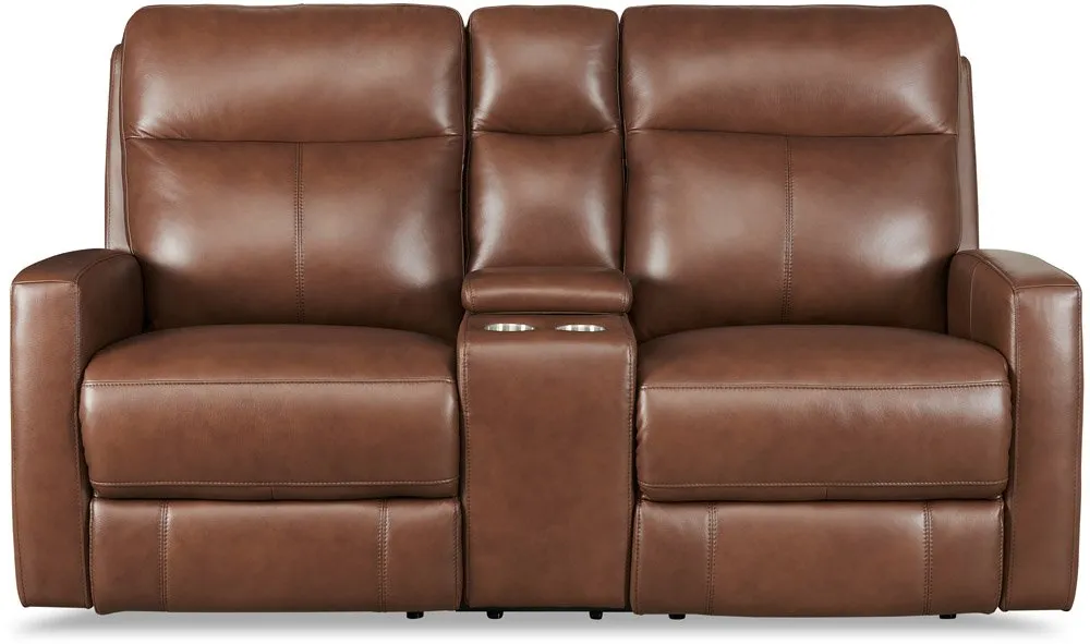 Modena Pecan Brown Zero Gravity Power Reclining Loveseat with Console