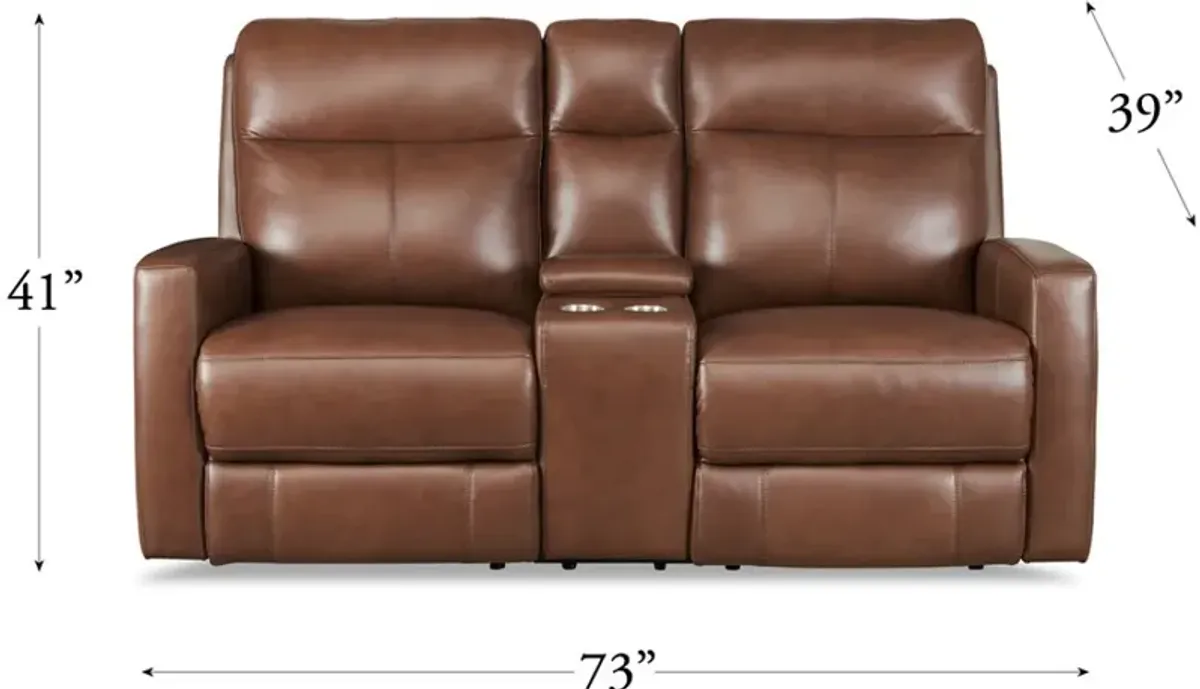 Modena Pecan Brown Zero Gravity Power Reclining Loveseat with Console