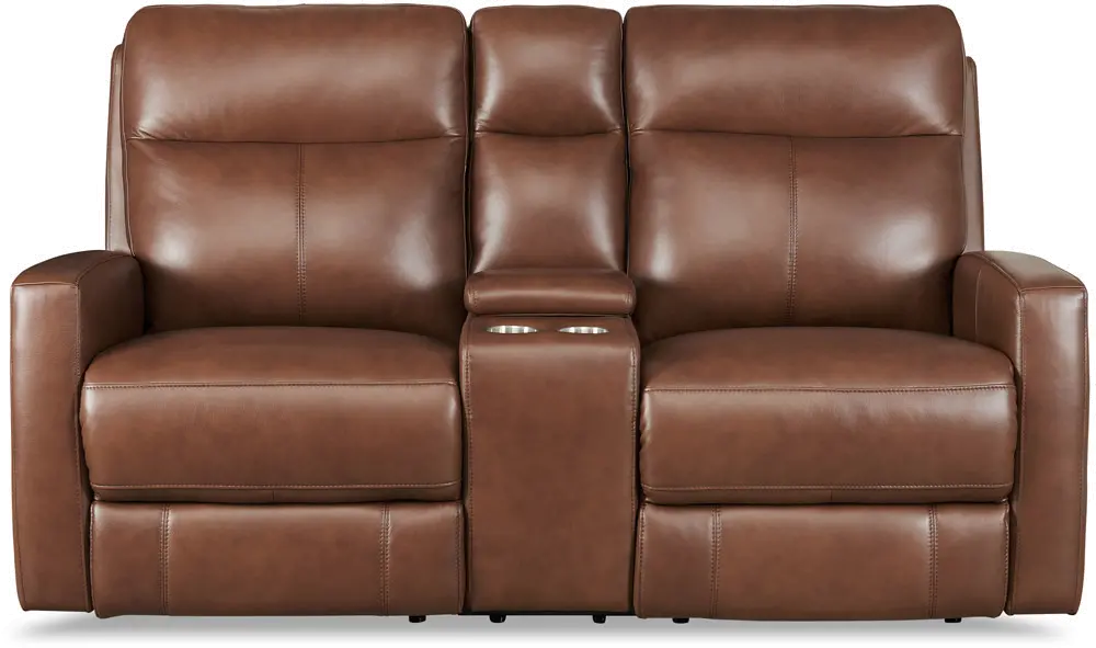 Modena Pecan Brown Zero Gravity Power Reclining Loveseat with Console