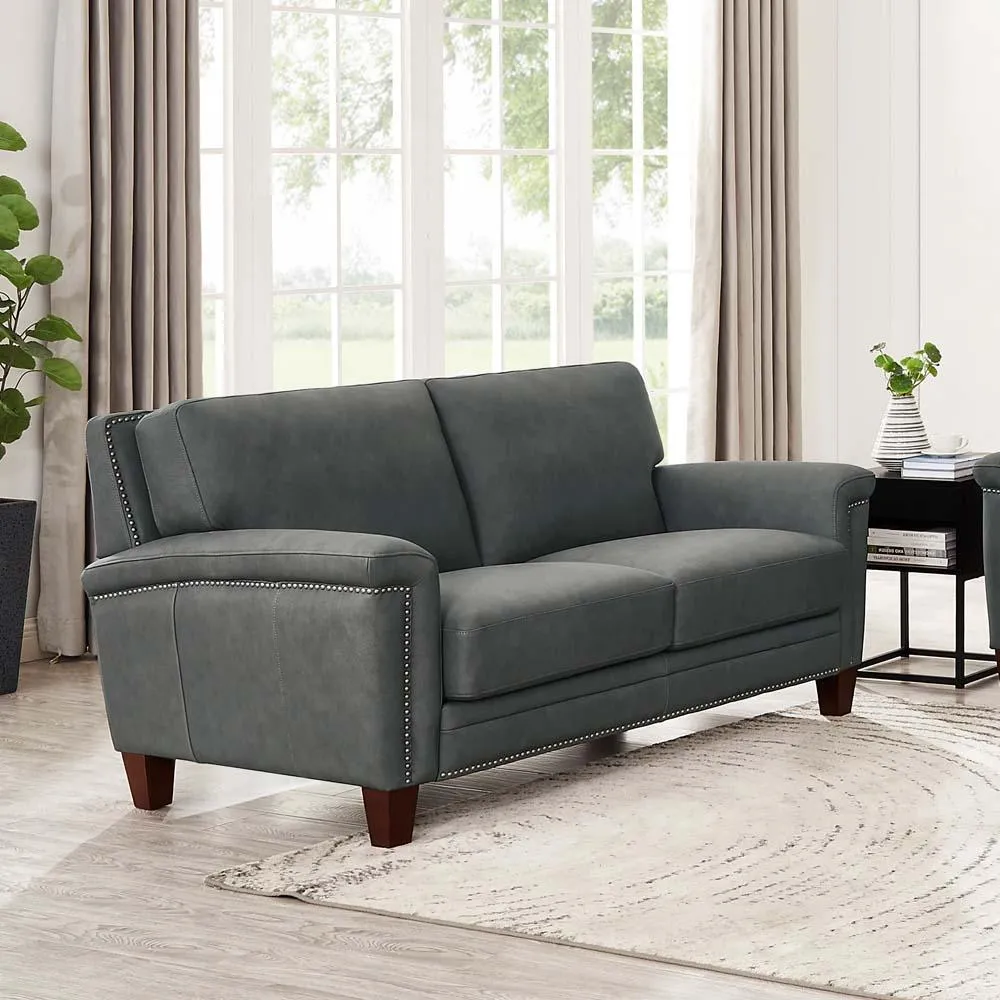 Sherwood Charcoal Gray Leather Loveseat