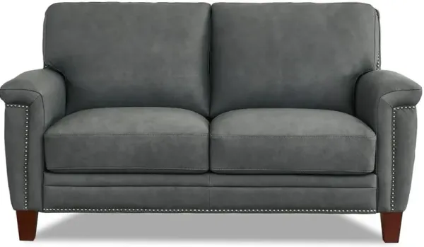 Sherwood Charcoal Gray Leather Loveseat
