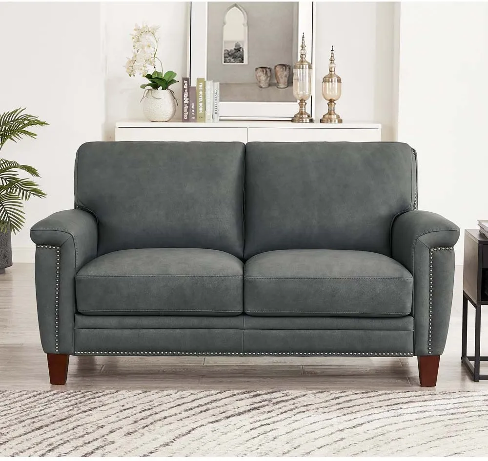 Sherwood Charcoal Gray Leather Loveseat