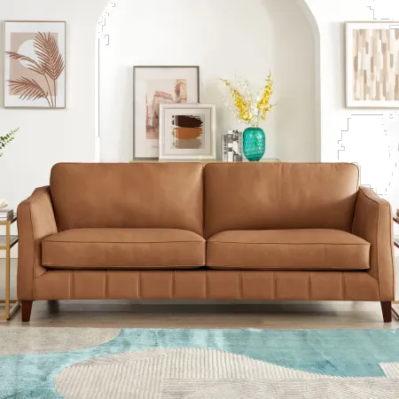 Sara Saddle Brown Leather Sofa
