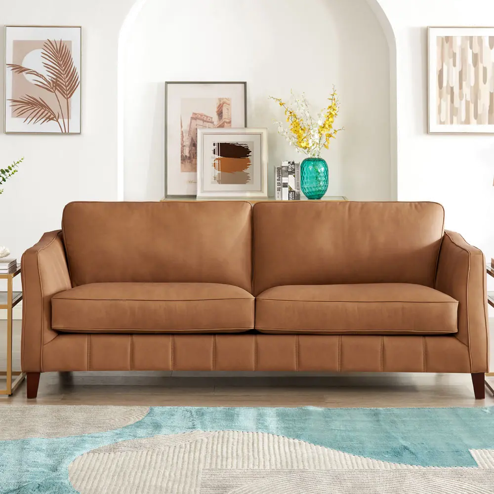 Sara Saddle Brown Leather Sofa