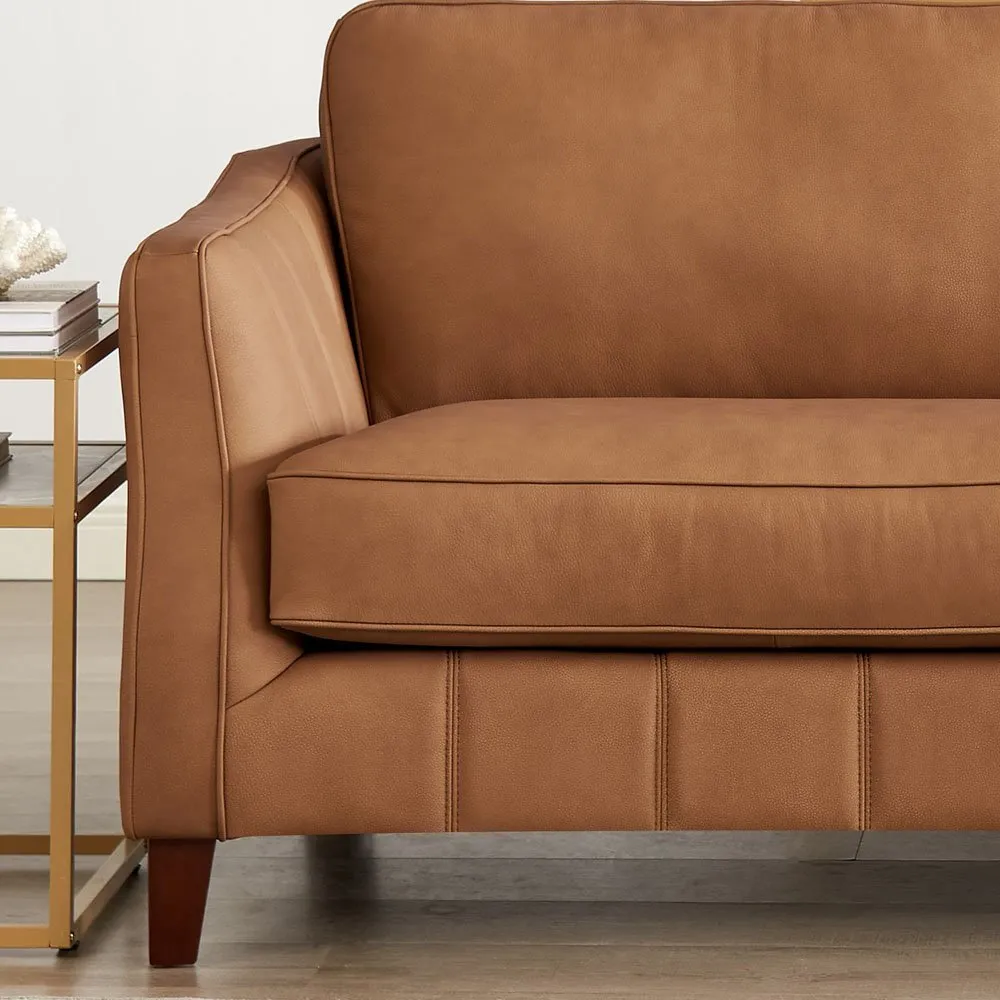 Sara Saddle Brown Leather Loveseat