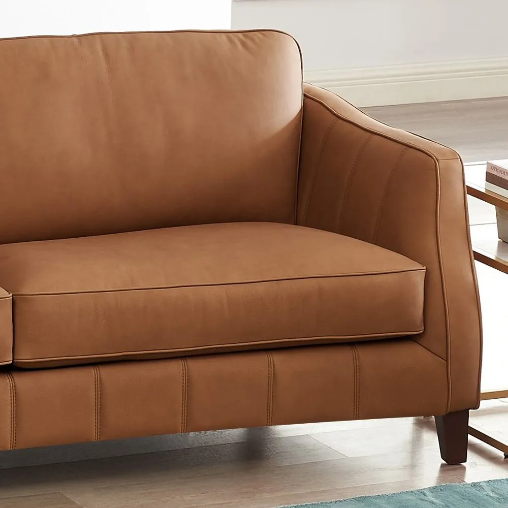 Sara Saddle Brown Leather Loveseat