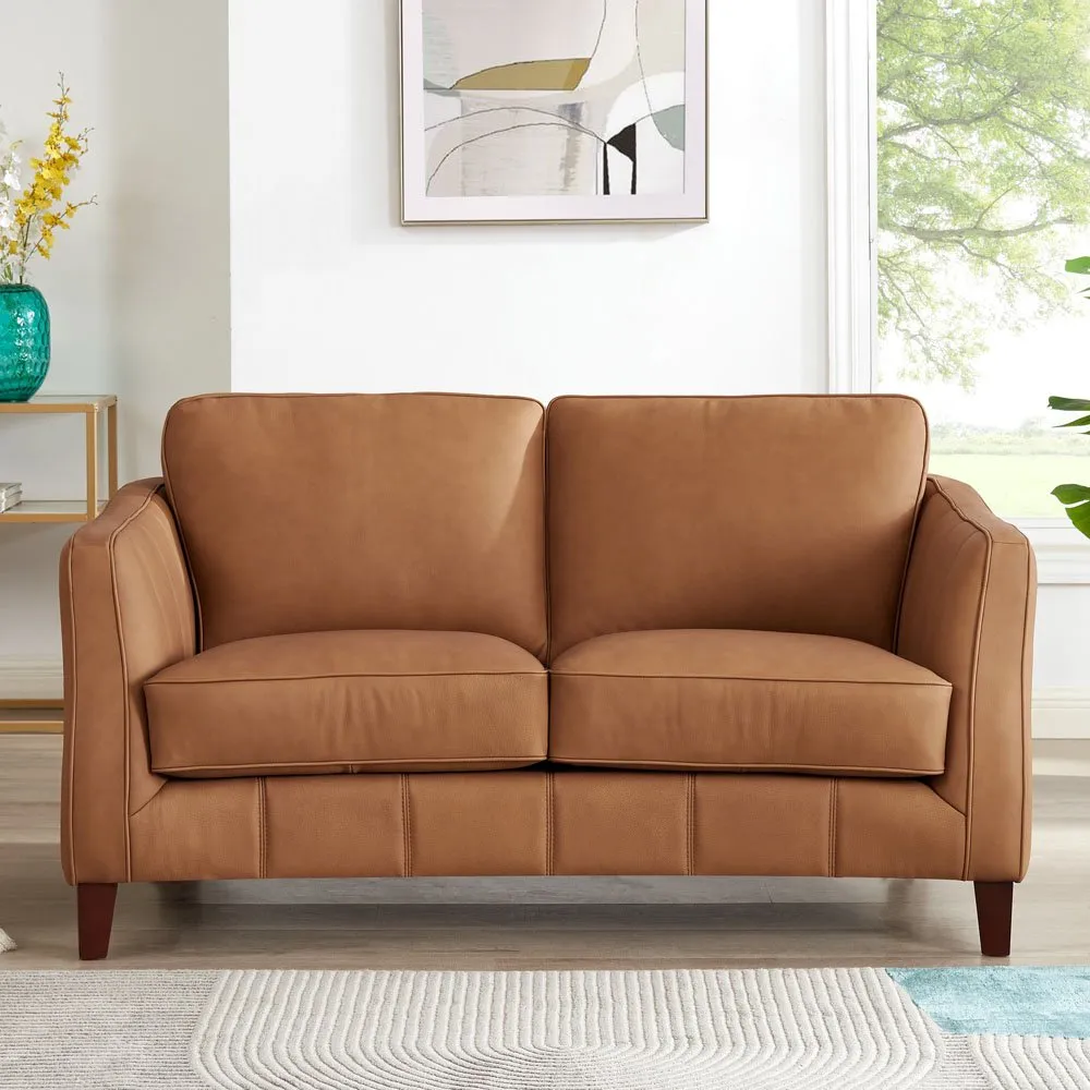 Sara Saddle Brown Leather Loveseat