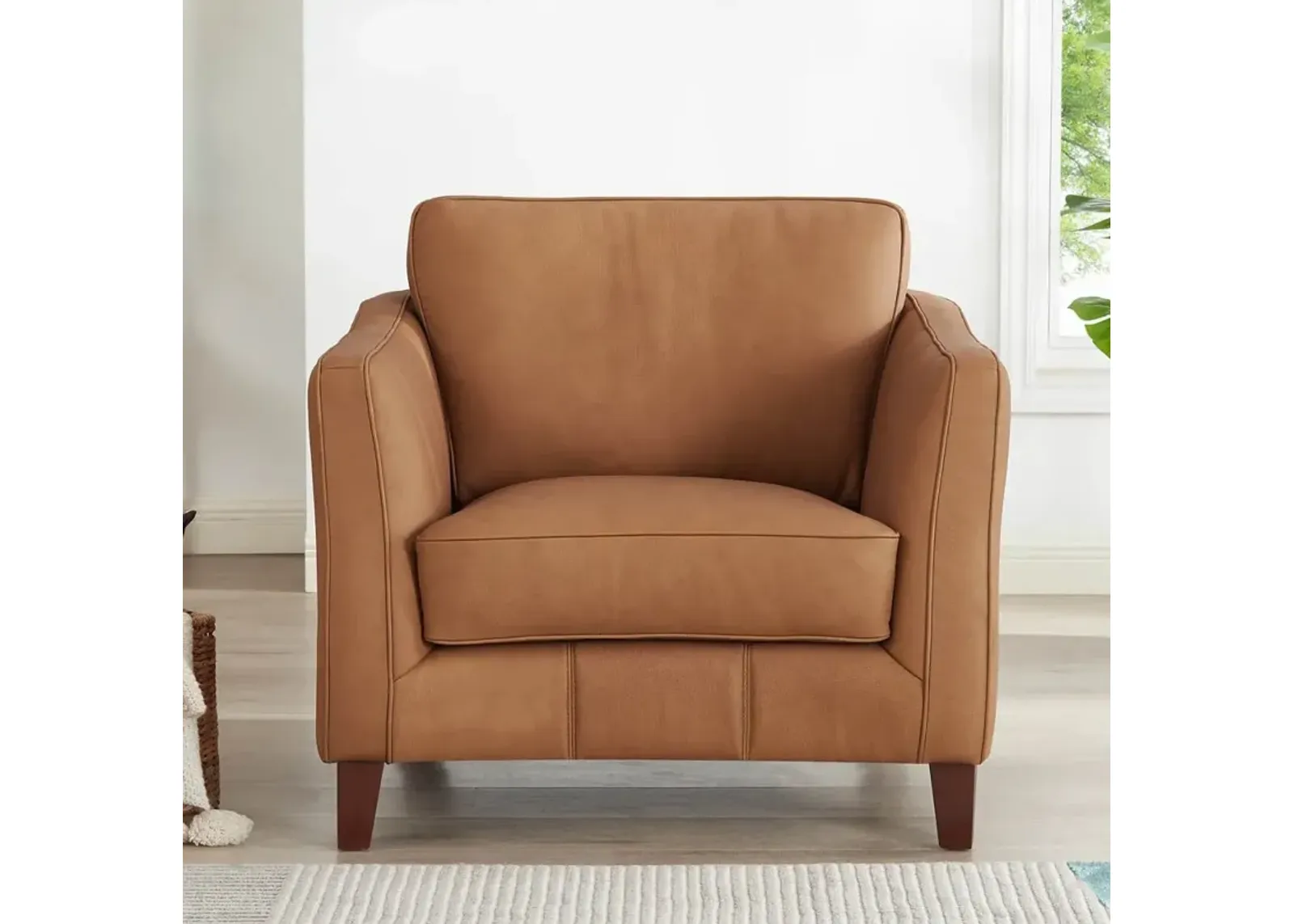 Sara Saddle Brown Leather Armchair