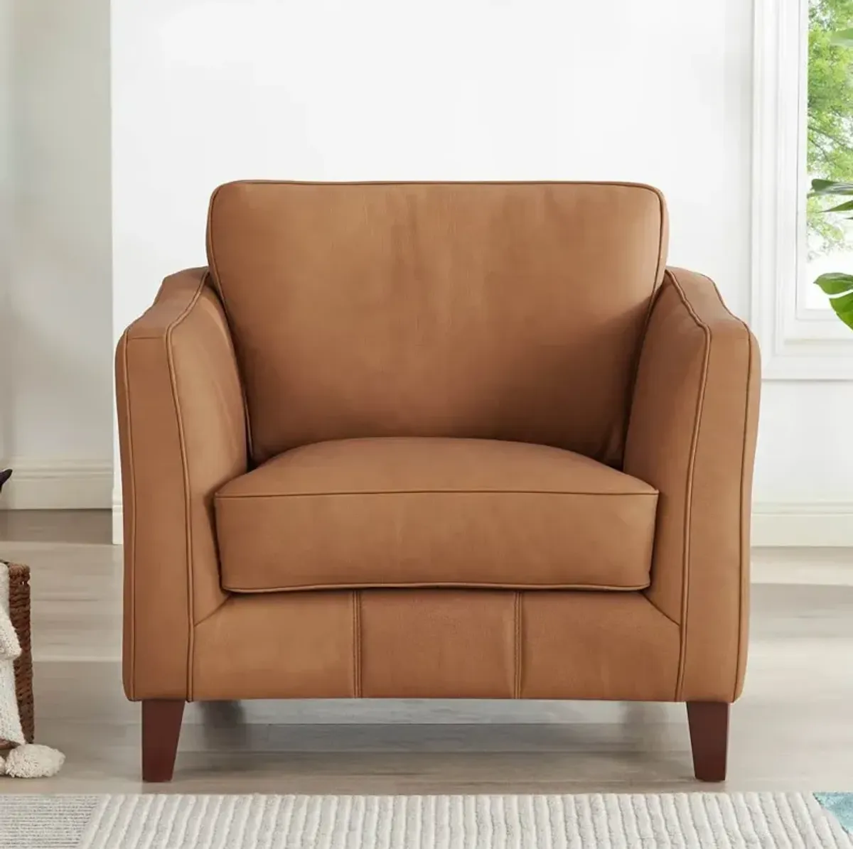 Sara Saddle Brown Leather Armchair