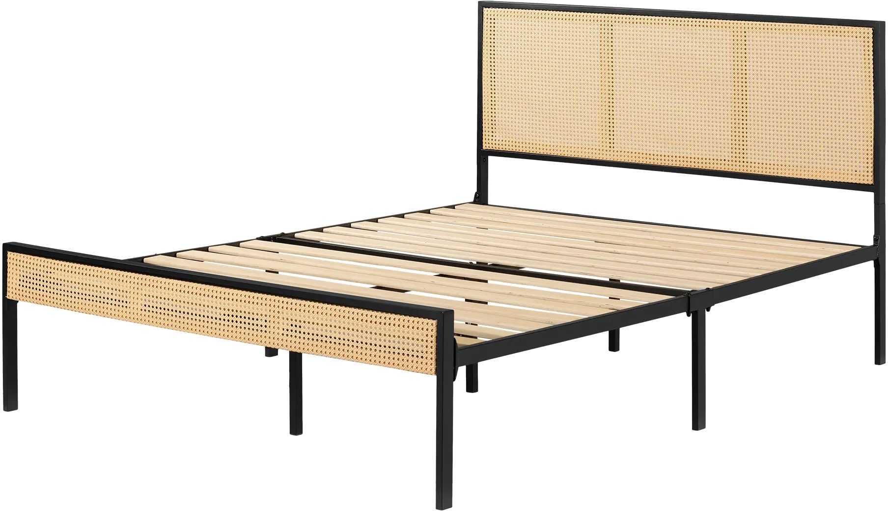 Hoya Natural Cane and Black Queen Platform Bed - South Shore