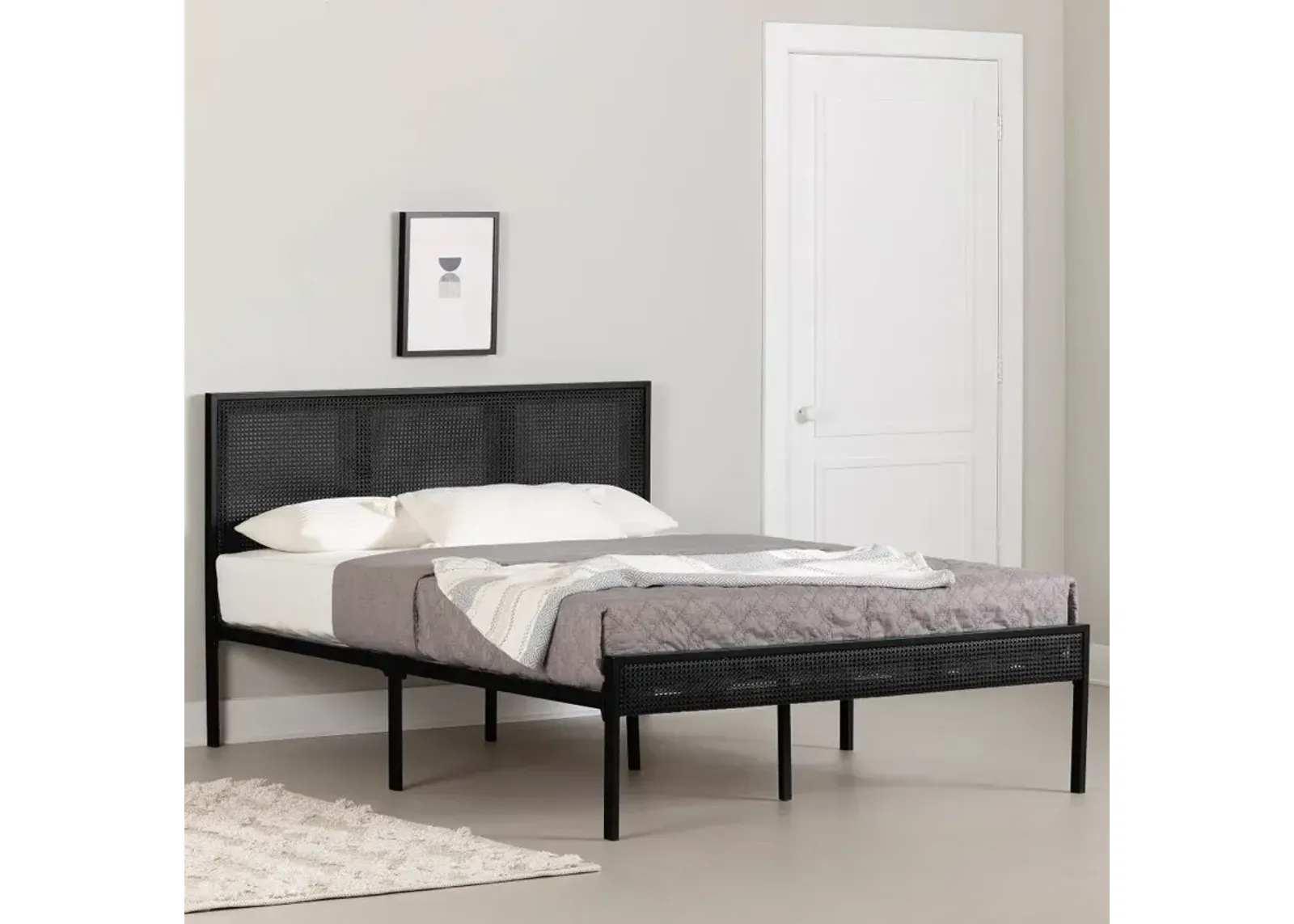 Hoya Black Full Platform Bed - South Shore