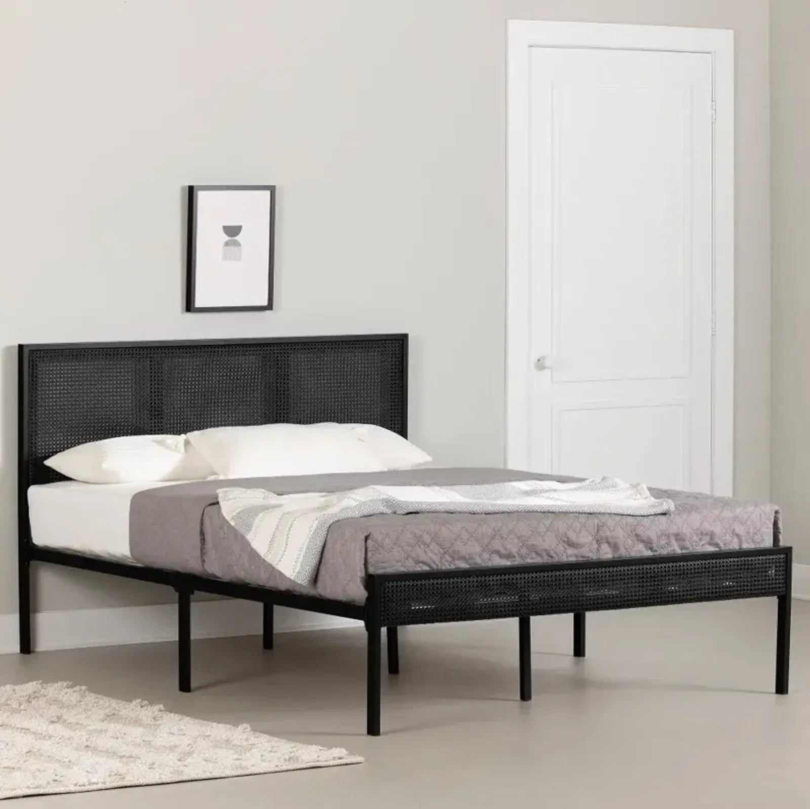 Hoya Black Full Platform Bed - South Shore