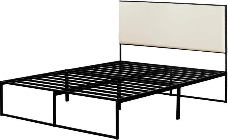 Mezzy Beige and Black Queen Upholstered Platform Bed - South Shore