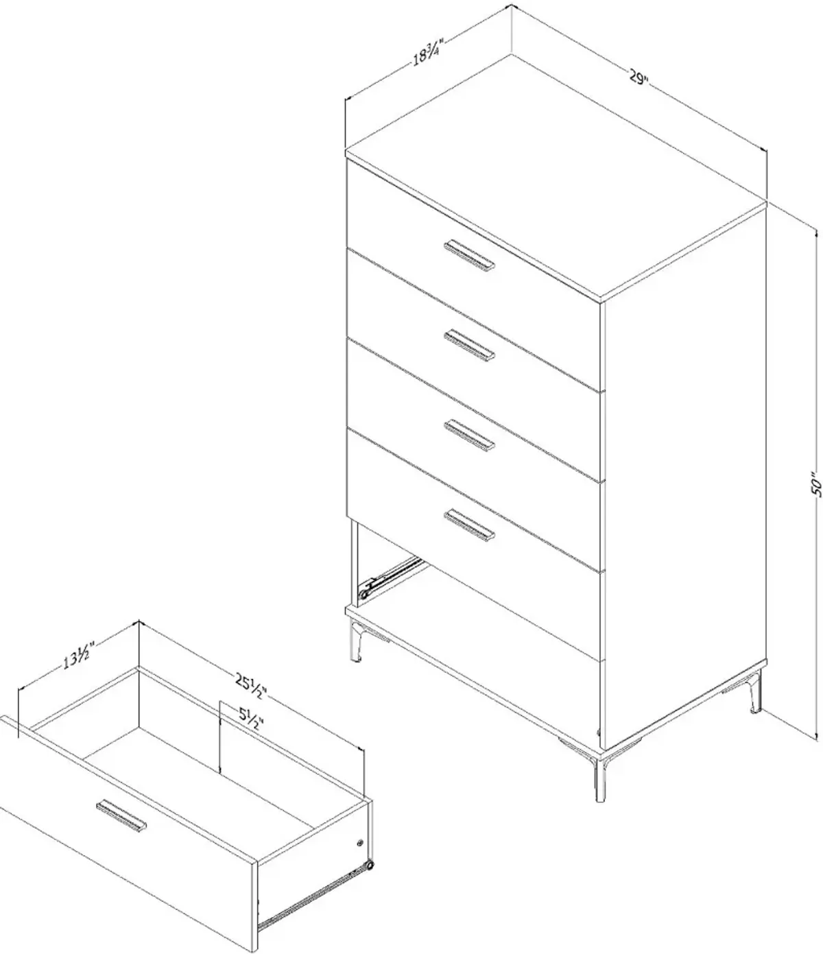 Musano Walnut 5-Drawer Chest