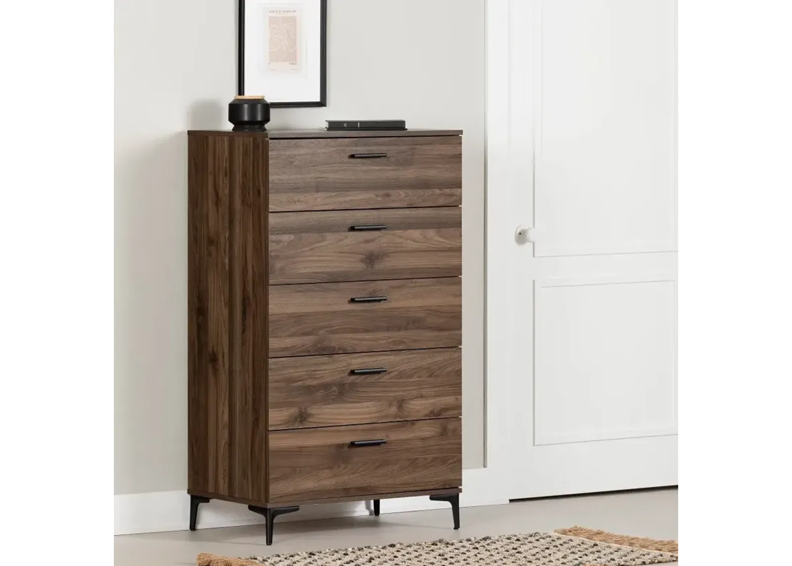 Musano Walnut 5-Drawer Chest