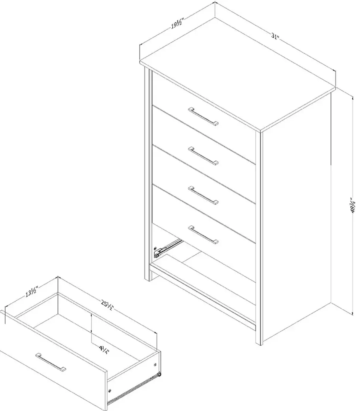 Fernley White Chest of Drawers - South Shore